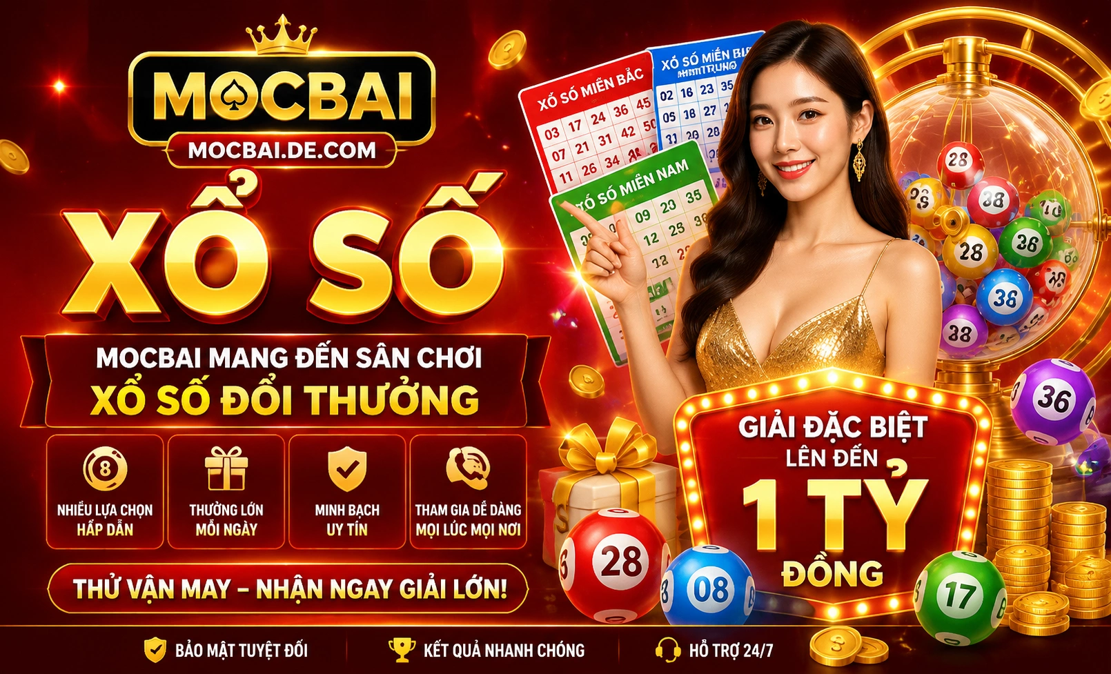 Khu khuyến mãi Xổ Số MocBai với thưởng thành viên mới